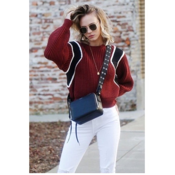 Frame Rib Cropped Ballon Sleeve Sweater Size S - Picture 12 of 15